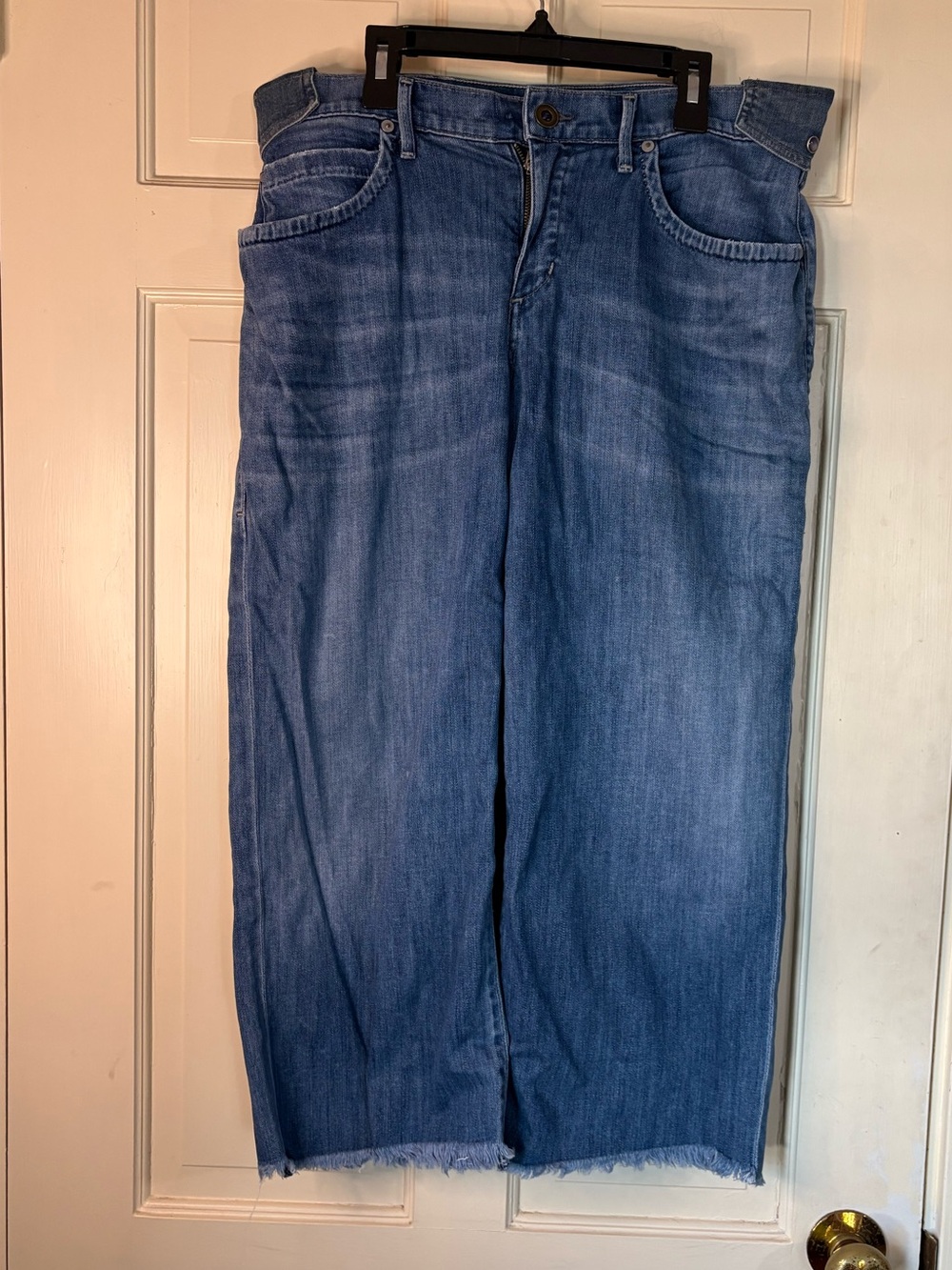 Citizens of Humanity High-Rise Wide-Leg Cropped Denim Jeans with Raw Hem Size 28 - Picture 11 of 11